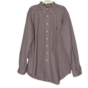 Ralph Lauren classic burgundy/navy gingham button down dress shirt. Size XLT/TGL